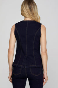 Dark Denim Blazer Vest
