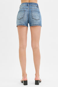 Risen Medium Wash Denim Bow Shorts
