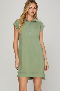 Olive Half Zip Knit Dress