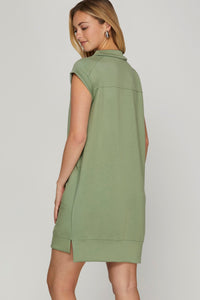 Olive Half Zip Knit Dress