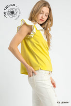 Yellow Ruffle Sleeve Zip Top