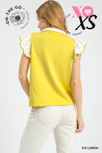 Yellow Ruffle Sleeve Zip Top