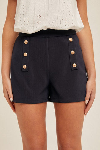 Navy Button Detail Shorts