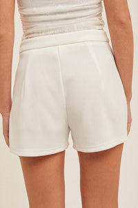 White Button Detail Shorts