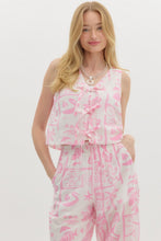Pink Resort Pattern Tie Top