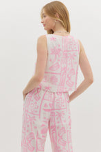 Pink Resort Pattern Tie Top