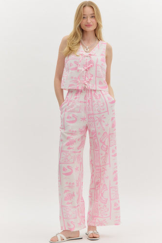 Pink Resort Pattern Pants