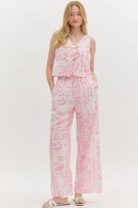 Pink Resort Pattern Pants