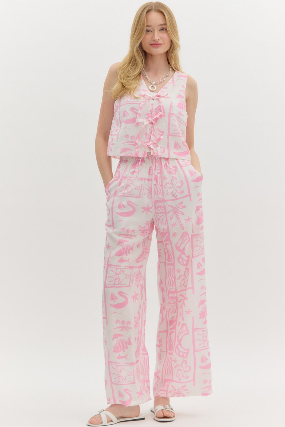 Pink Resort Pattern Pants