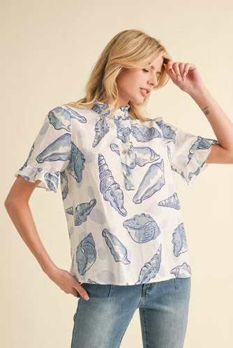 Ivory Seashell Ruffle Top