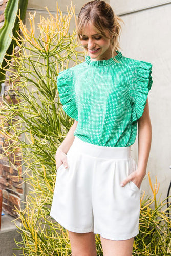 Ivory Front Tuck Shorts
