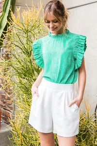 Ivory Front Tuck Shorts