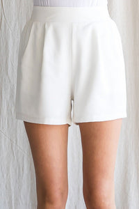 Ivory Front Tuck Shorts