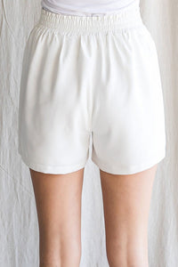 Ivory Front Tuck Shorts