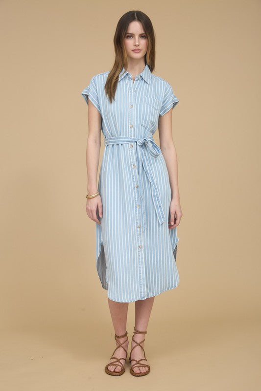 Chambray Stripe Midi Dress