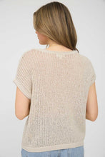 Tan Crochet Short Sleeve Sweater