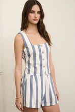 Navy Stripe Sleeveless Linen Top
