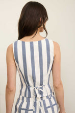 Navy Stripe Sleeveless Linen Top