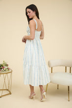 Blue Floral Stripe Maxi Dress