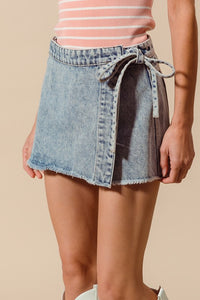 Denim Frayed Skort