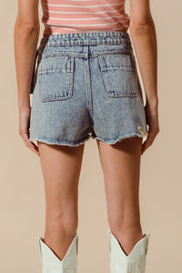 Denim Frayed Skort