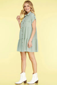Sage Button Down Dress