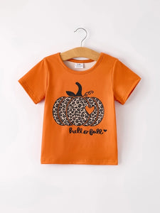 Girls Leopard Pumpkin Tee
