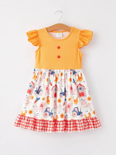 Girls Farm Ruffle Dress