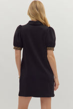 Black Leopard Trim Dress