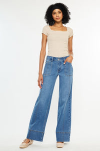 Kancan Medium Mid Rise Wide Leg Jeans