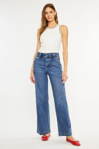 Kancan Dark High Rise Wide Leg Jeans