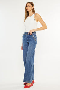 Kancan Dark High Rise Wide Leg Jeans
