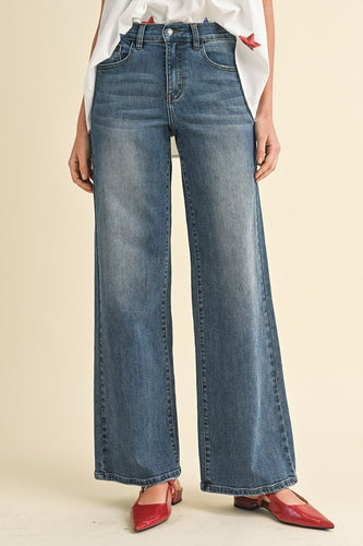 Stretch High Rise Wide Leg Jeans