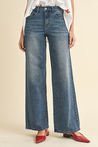 Stretch High Rise Wide Leg Jeans