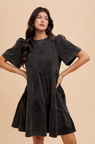 Black Mineral Wash Dress