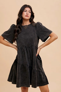 Black Mineral Wash Dress