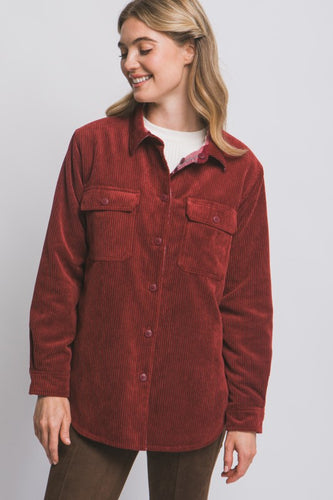 Burgundy Corduroy Reversible Plaid Jacket
