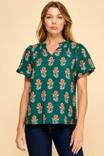 Forest Floral Puff Sleeve Top