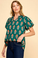 Forest Floral Puff Sleeve Top