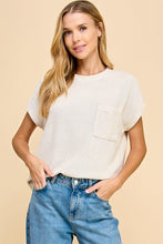 Cream Short Sleeve Knit Sweater