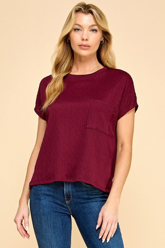 Burgundy Diamond Jacquard Top