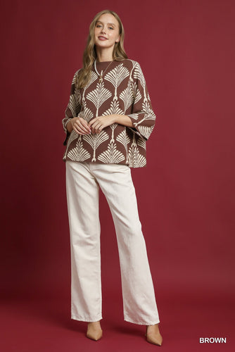 Brown Abstract Print Sweater