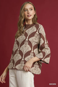 Brown Abstract Print Sweater