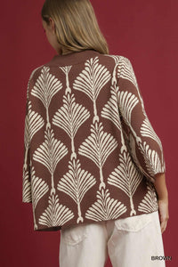 Brown Abstract Print Sweater