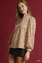 Latte Abstract Print High Neck Top