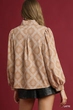 Latte Abstract Print High Neck Top