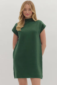 Green Mock Neck Sweater Dress