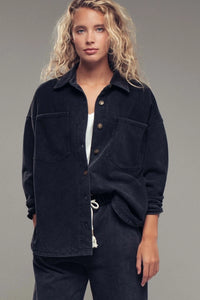 Washed Black Denim Long Sleeve Top