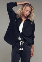 Washed Black Denim Long Sleeve Top