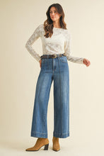 High Rise Pin Tuck Wide Leg Jeans
